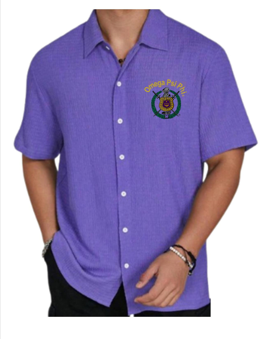 Omega Psi Phi Loose Fit Soft Button-Up Shirt