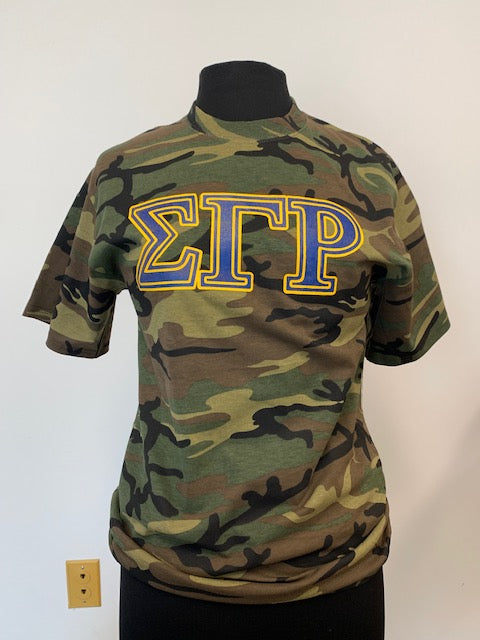 Sigma Gamma Rho Camo Letters Tee