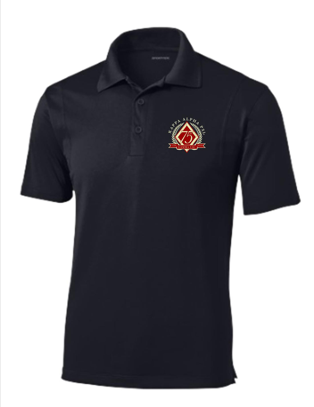 Gamma Tau - 75th Anniversary Embroidered Polo Shirt (Black)
