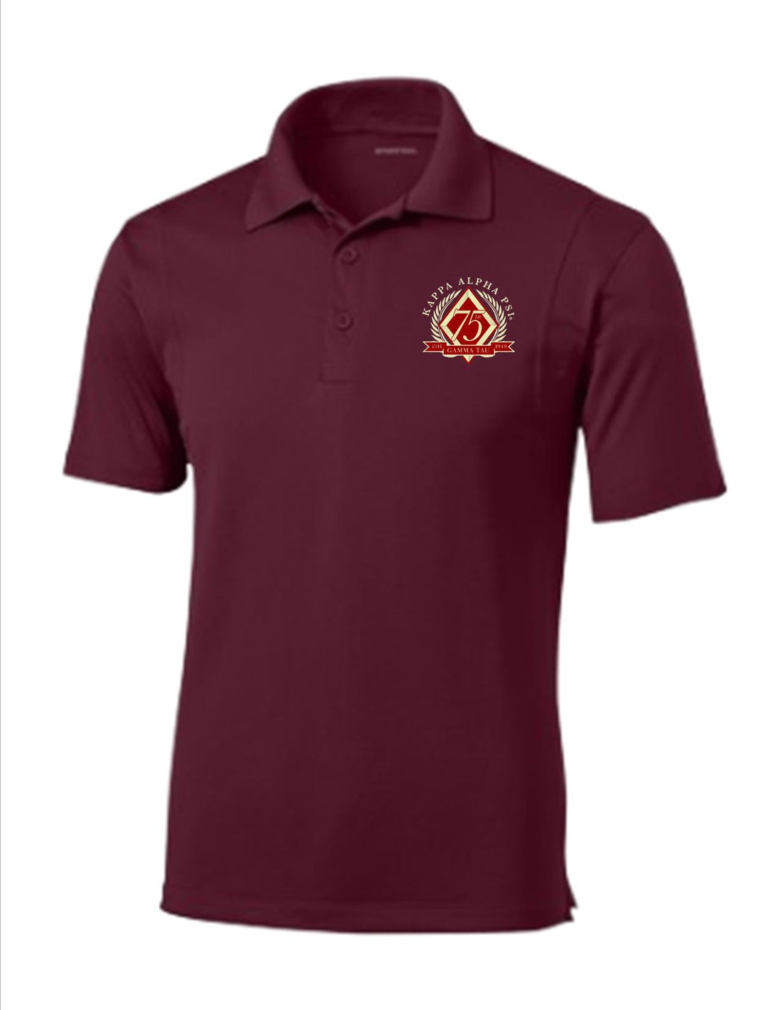 Gamma Tau - 75th Anniversary Embroidered Polo Shirt (Crimson)