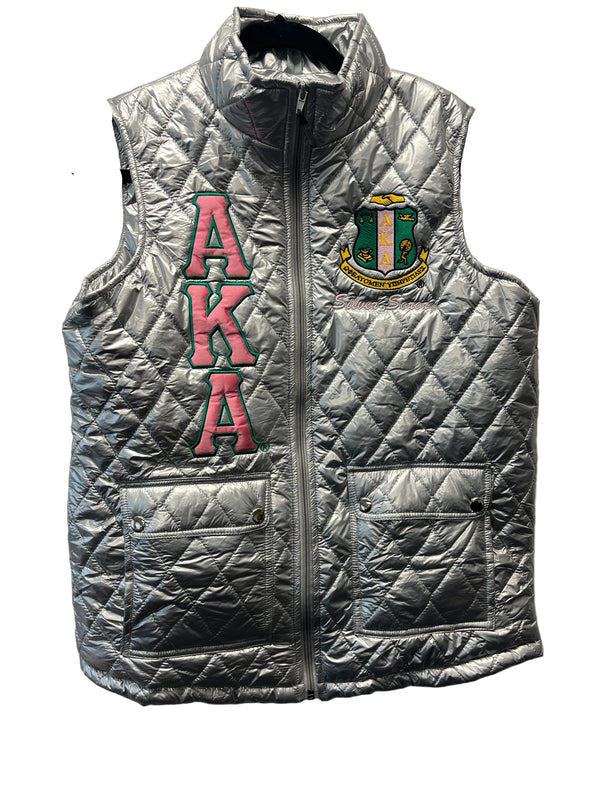 AKA Quilted Vest Pink Applique