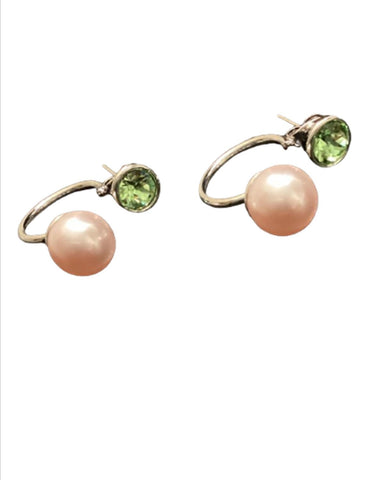 AKA Pink Pearl & Green Stud Earrings