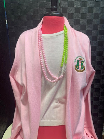 AKA PINK or GREEN Long Light Weight Cardigan With Shield