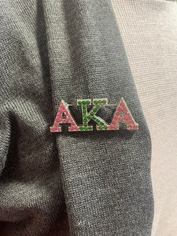 AKA Rhinestone Pin PINK/GREEN