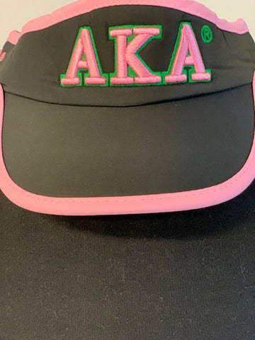 Alpha Kappa Alpha Black Visor with Pink Treim