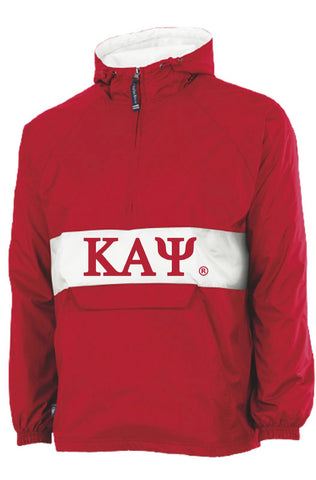 Kappa Classic Striped Pullover Jacket w/Hood - Red/White
