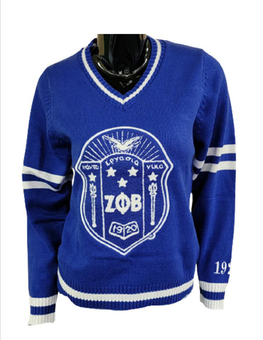 Zeta Phi Beta V-Neck Varsity Sweater